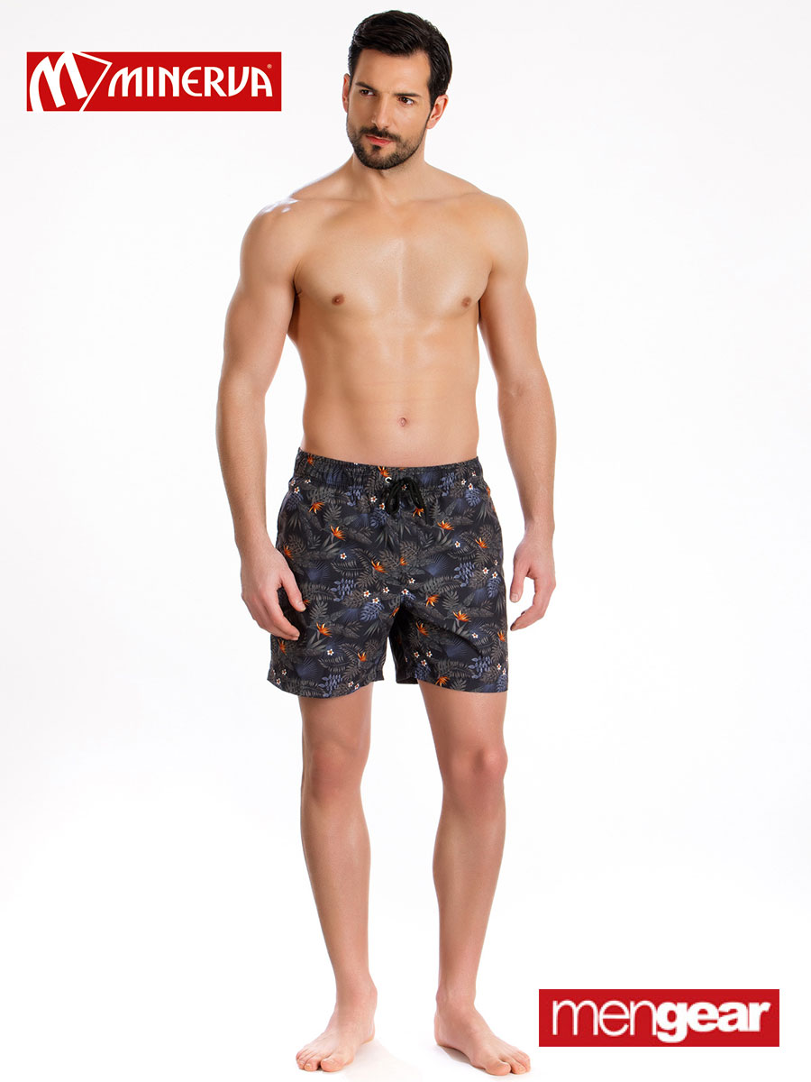 Качествени мъжки бански шорти | MINERVA | Цвят: Тропическо каки