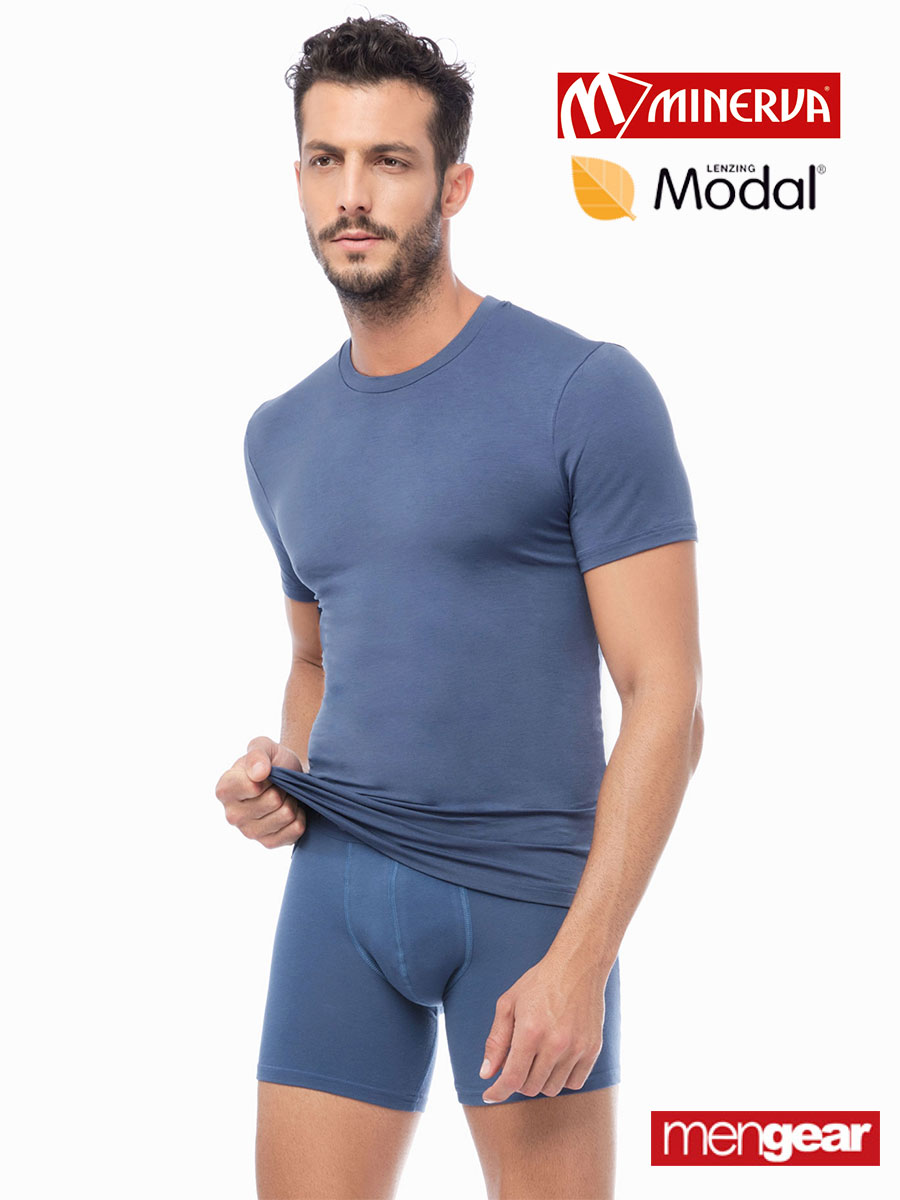 Мъжка тениска къс ръкав от 100% естествена материя | Minerva | Цвят: Морско синьо