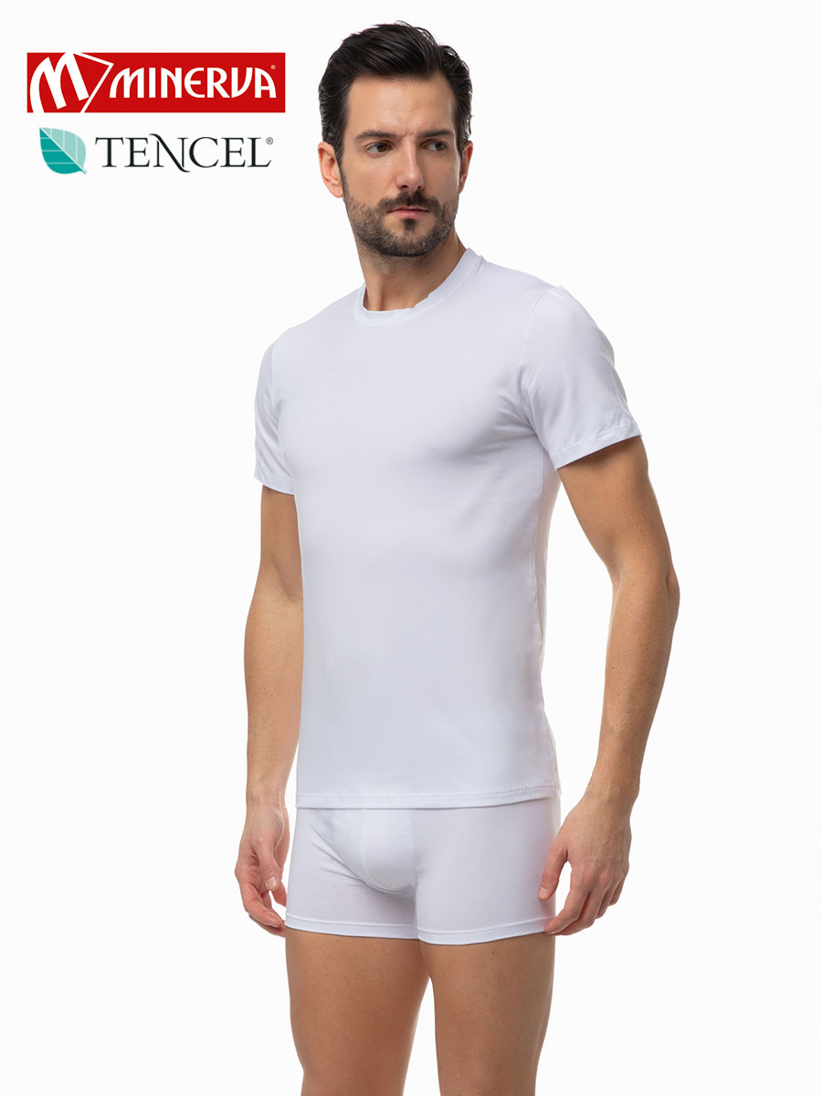 Мъжка тениска къс ръкав материя Tencel | Minerva | Цвят: Бял
