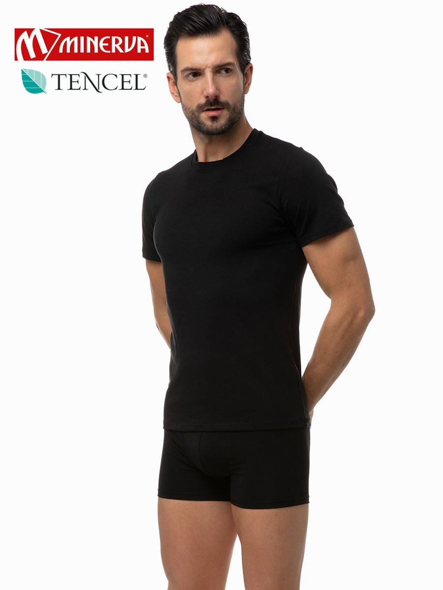 Мъжка тениска къс ръкав материя Tencel | Minerva | Цвят: Черен