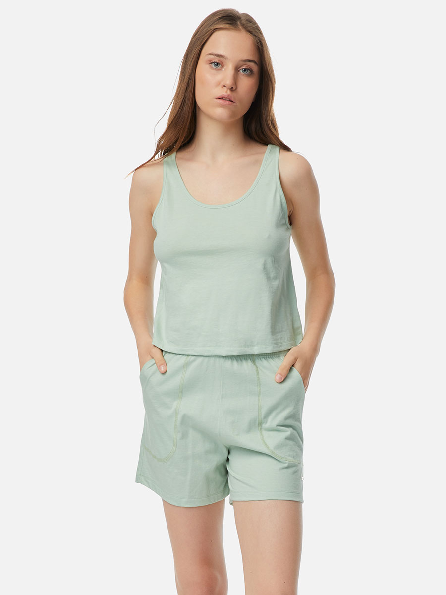 Дамска пижама с къси панталонки и потник | Minerva | 100% пениран памук | Цвят: зелен