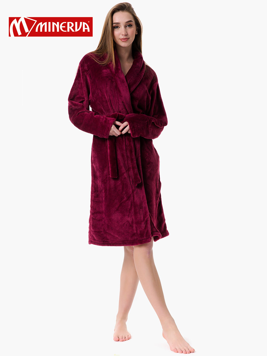 Домашен дамски халат от полар | Minerva | Цвят: Бордо