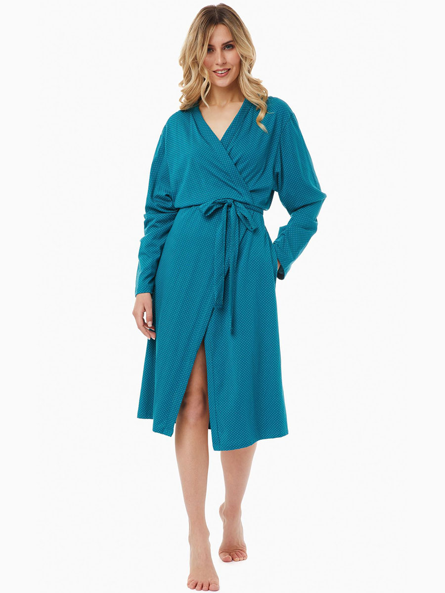 Дамски халат за вкъщи с два джоба | Minerva | цвят: петрол