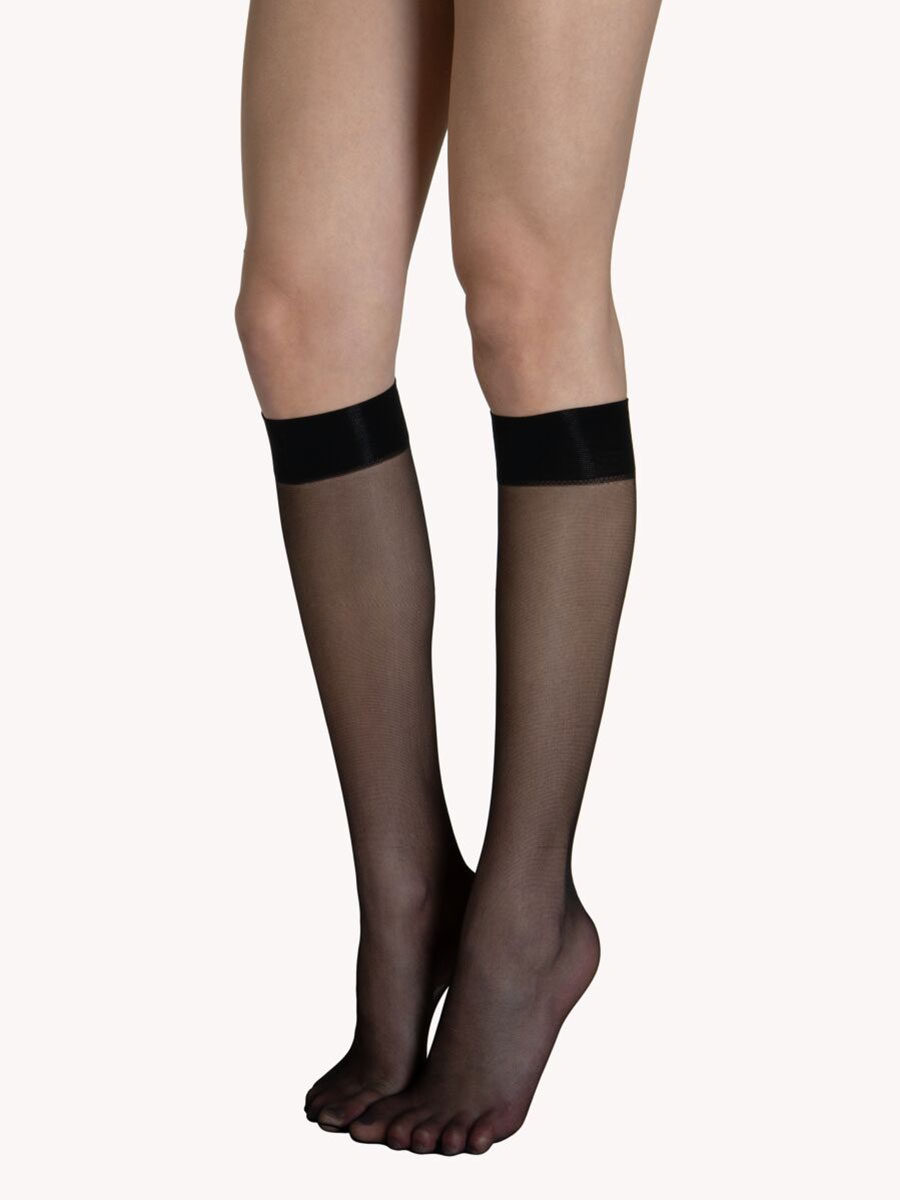 Прозрачни чорапи до коляното 15 den | Lisca | Черни, матови, 2 броя