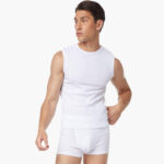 Комплект мъжки тениски без ръкав slim fit от 100% памук | Minerva | 2 броя бели