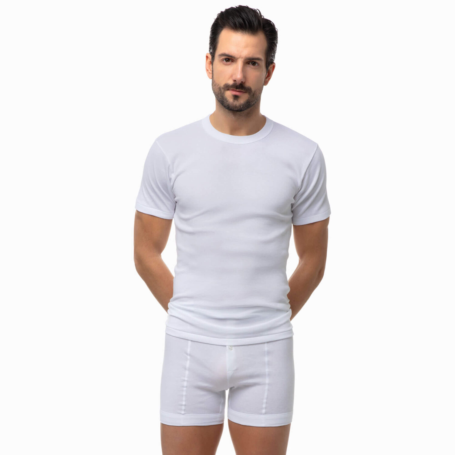 Мъжка тениска с къс ръкав slim fit от 100% памук | Minerva | Цвят: бял