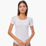 Комплект памучни дамски тениски slim fit в бял цвят | 2 бр. | Minerva