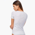 Бяла памучна тениска slim fit с изчистен дизайн без странични шевове | 2 бр. комплект | Minerva