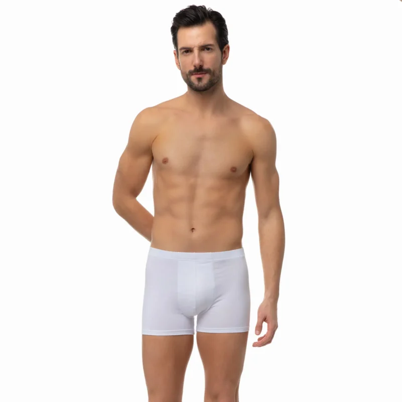 Бели мъжки боксерки от материя Tencel от Minerva