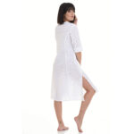 Плажна рокля от 100% памук с 3/4 ръкави и цепки по дължина на бедрата | MiandMi | Цвят: бяла
