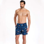 Бързосъхнещи мъжки бански шорти тъмно синьо-черни UV защита | Minerva