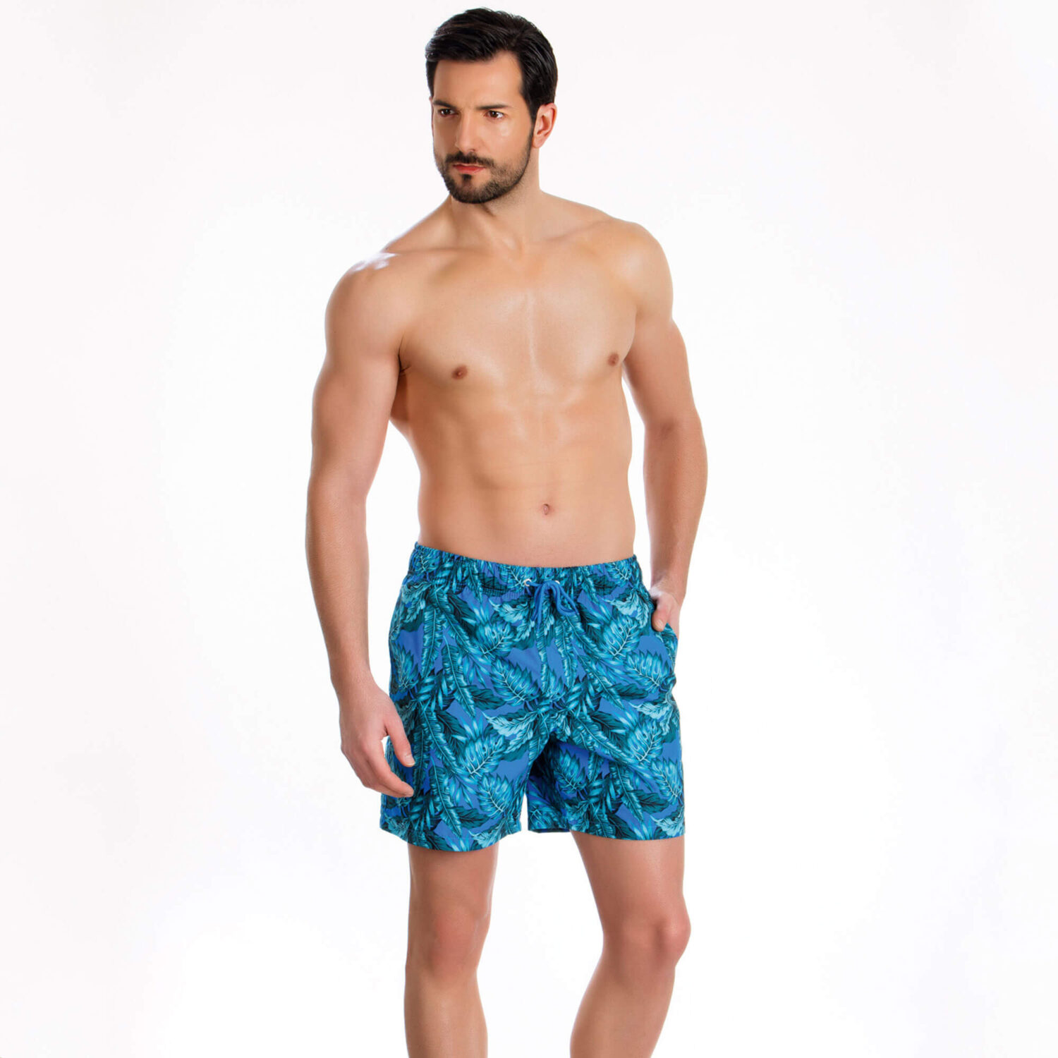 Бързосъхнещи мъжки бански шорти тюркоаз с UV защита | Minerva