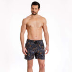 Бързосъхнещи мъжки бански шорти тропическо каки с UV защита | Minerva