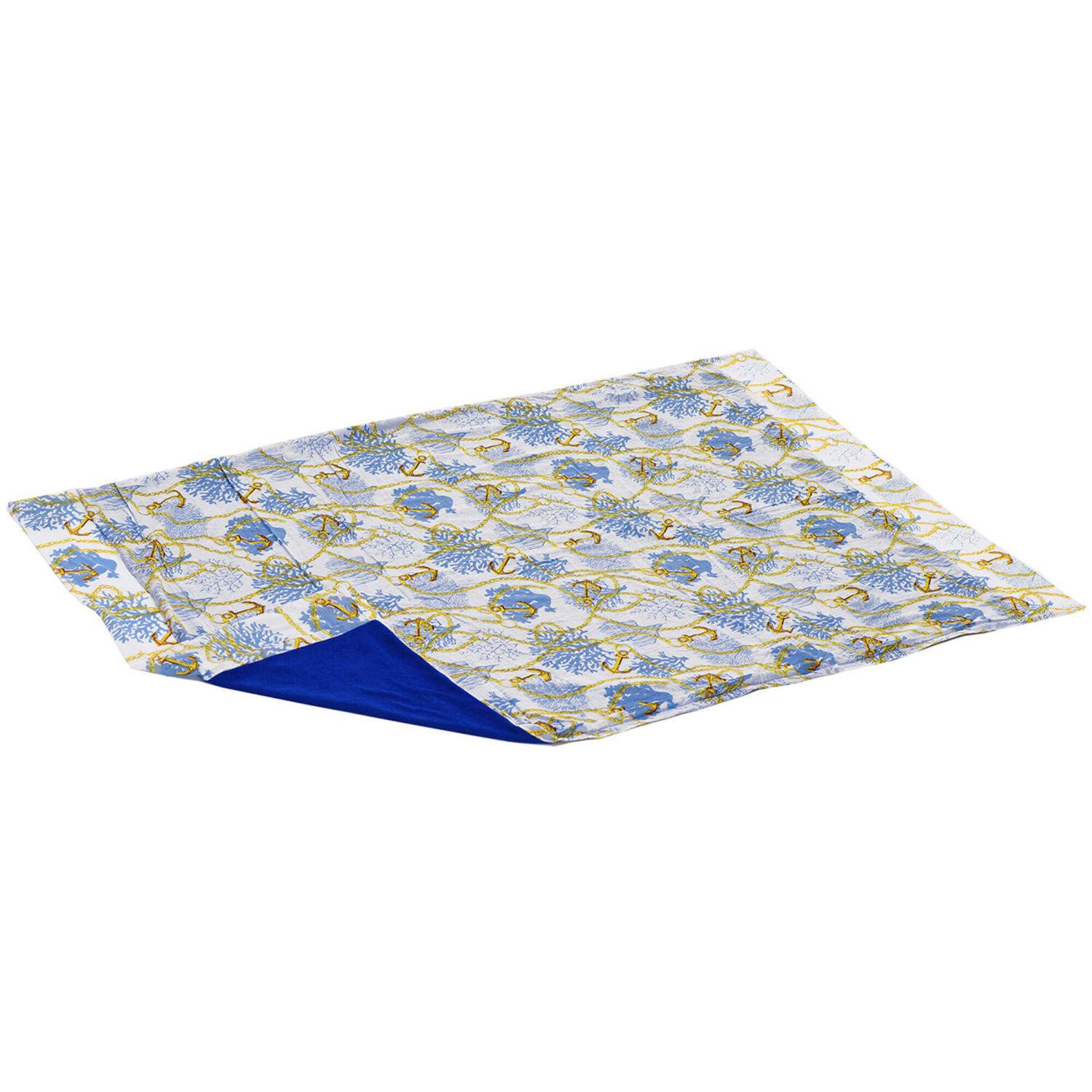 Двулицево парео - кърпа за плаж в бежово-син цвят от памук | MiandMi