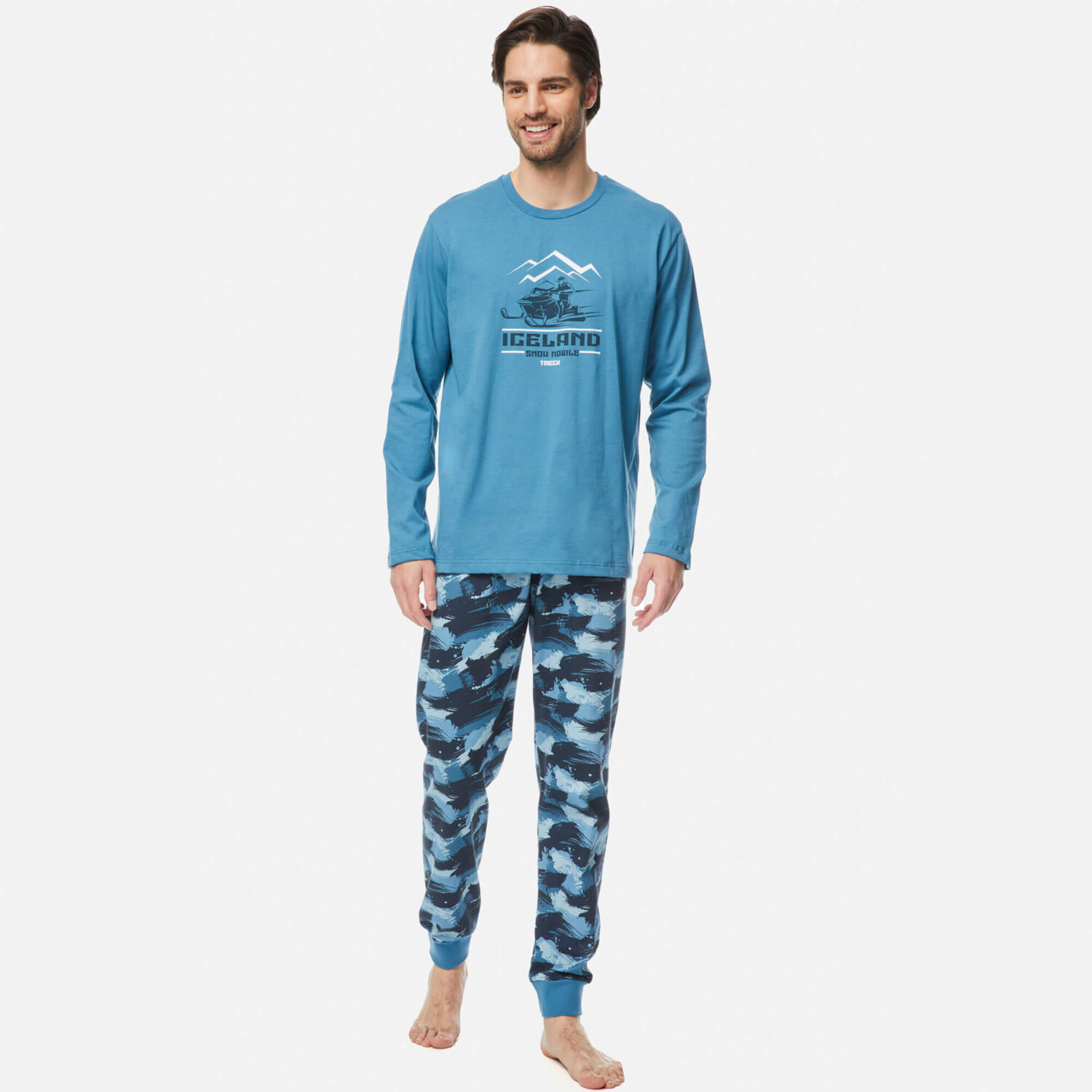 Мъжка пижама с дълъг ръкав Iceland от 100% памук | Minerva