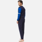 Луксозна тъмно синя мъжка пижама от памук Minerva Forward с дълъг ръкав | есен-зима