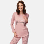 Есенно-зимна дамска пижама с дълъг ръкав и надпис Princess | Minerva | 100% памук
