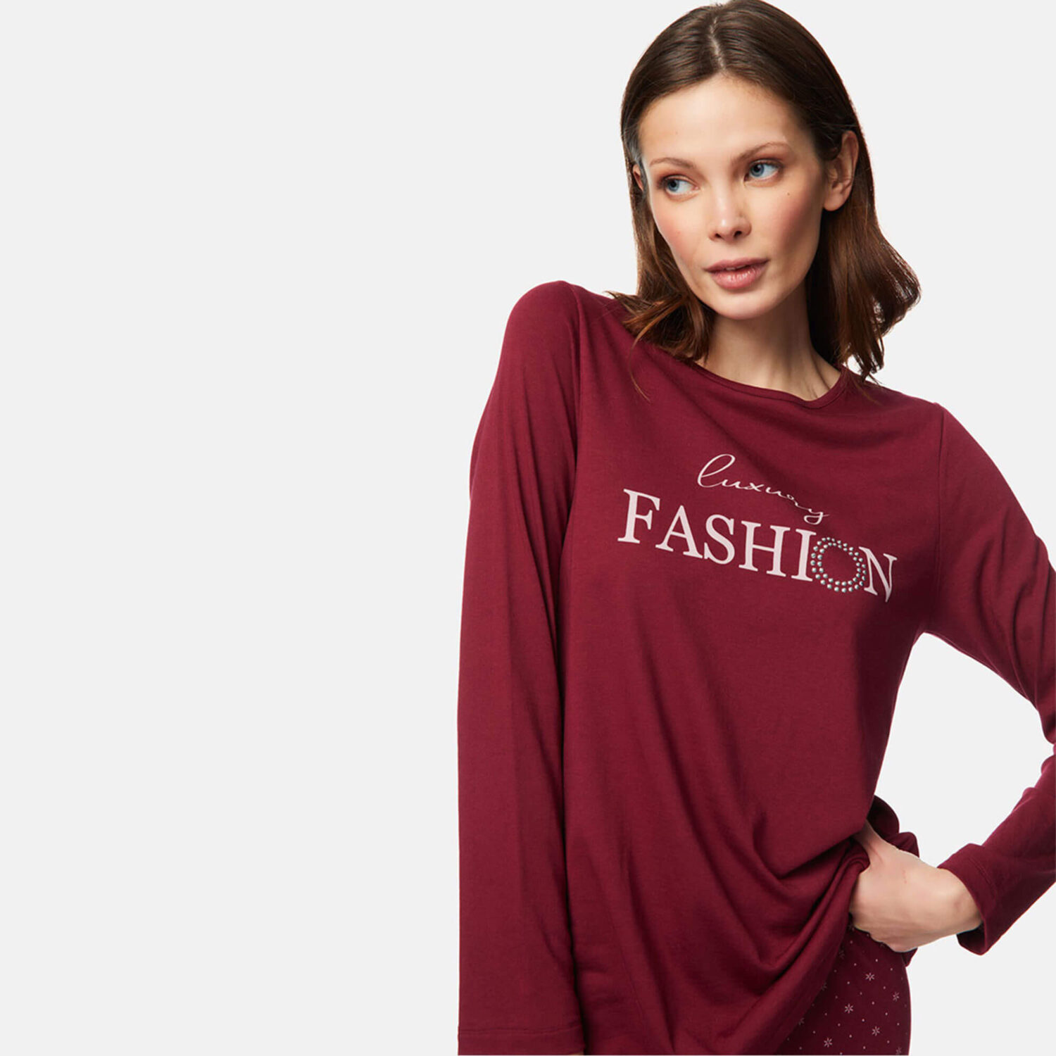 Есенно-зимна дамска пижама с дълъг ръкав и принт Luxury fashion | Minerva