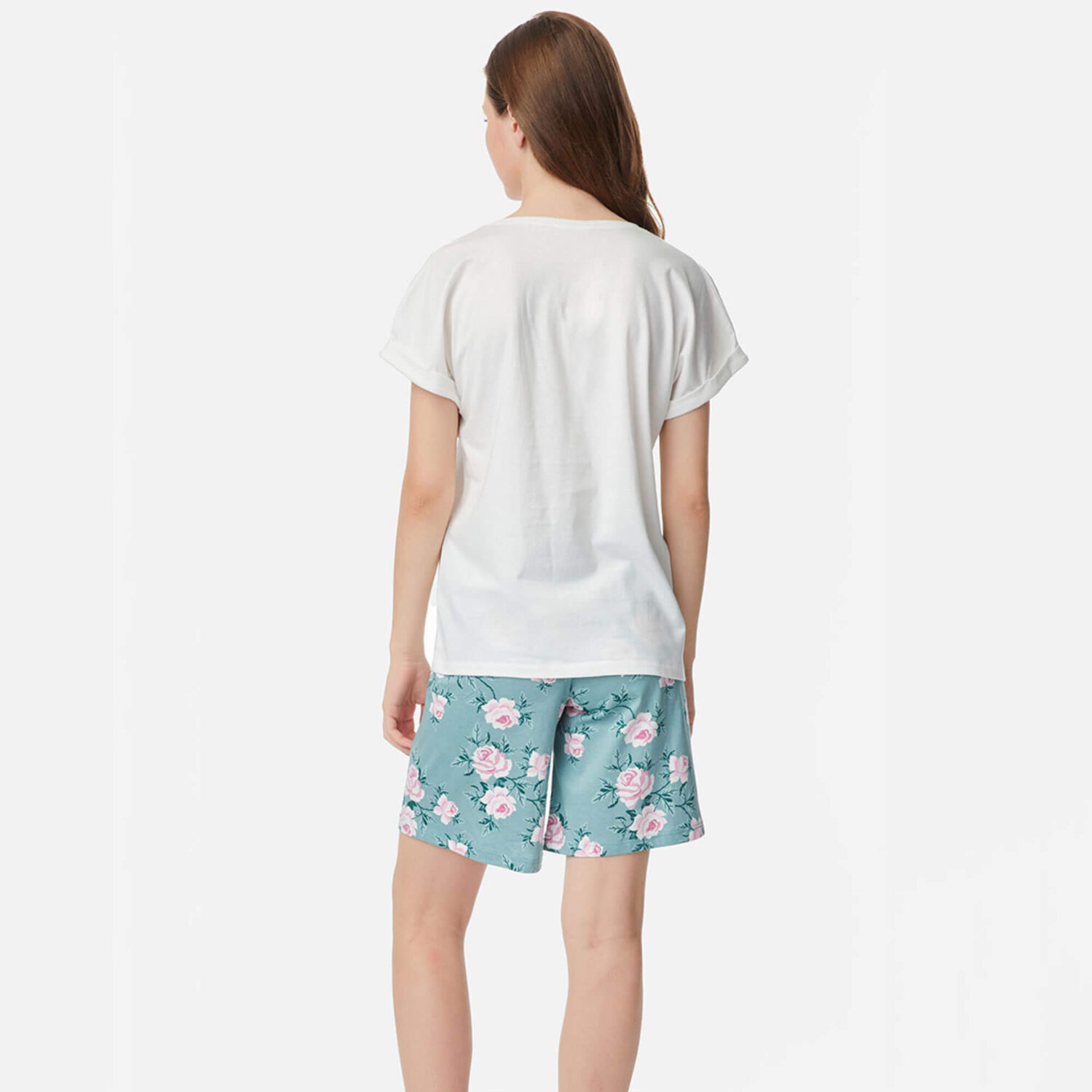 Хубава дамска лятна пижама Bloom с къс ръкав и панталонки | Minerva | 100% памук