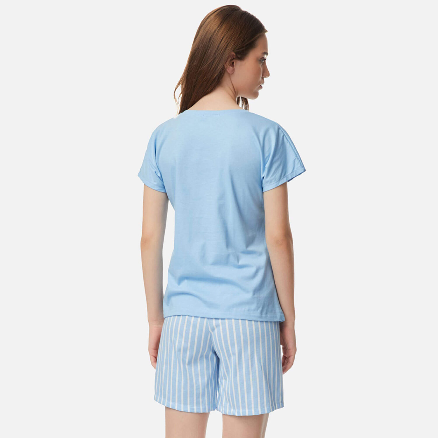 Дамска лятна пижама от 100% пениран памук с къс ръкав и панталонκи | Vida Minerva