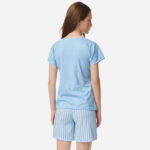 Дамска лятна пижама от 100% пениран памук с къс ръкав и панталонκи | Vida Minerva