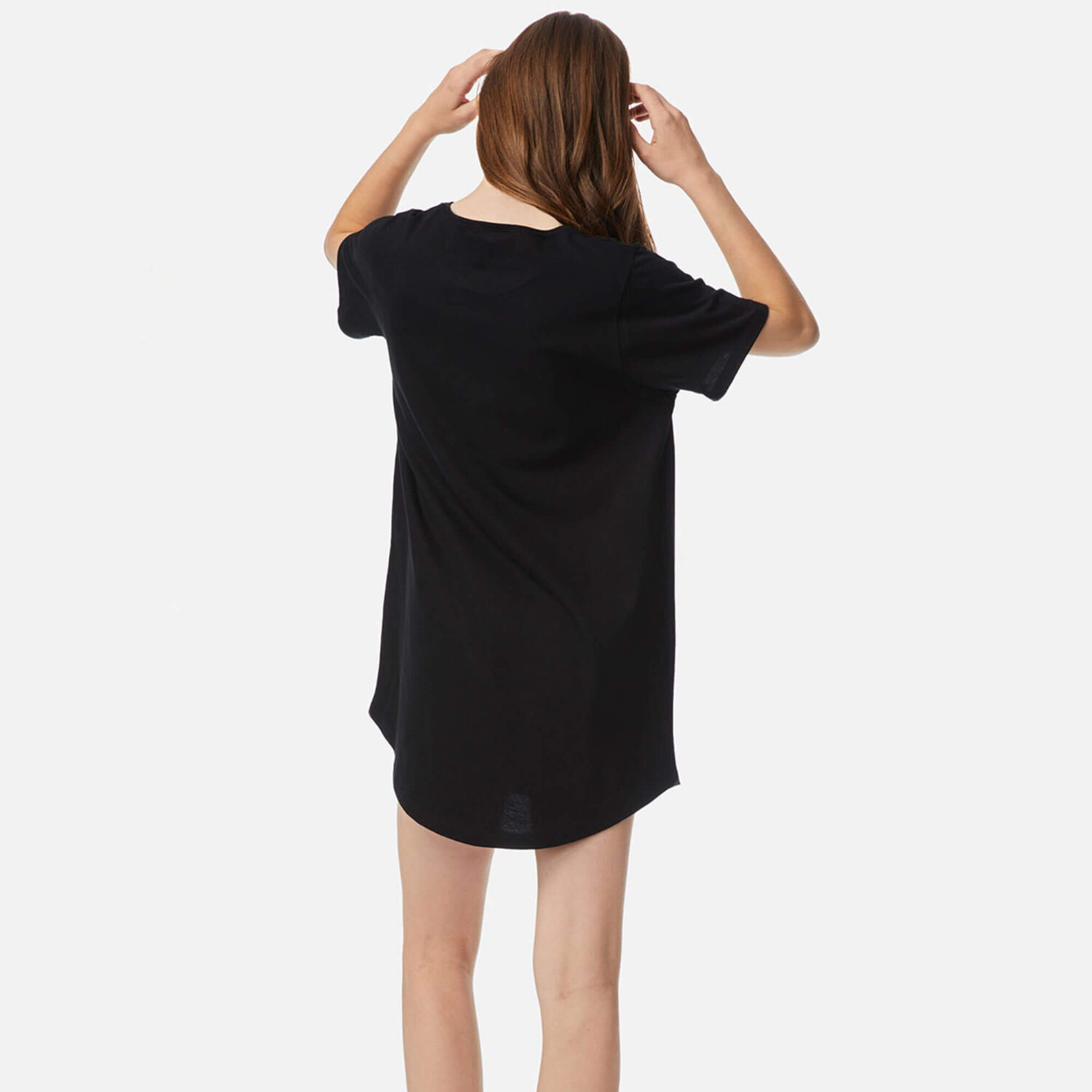 Лятна памучна нощница с къс ръкав тип дълга тениска | Minerva Summer | Цвят: Черен