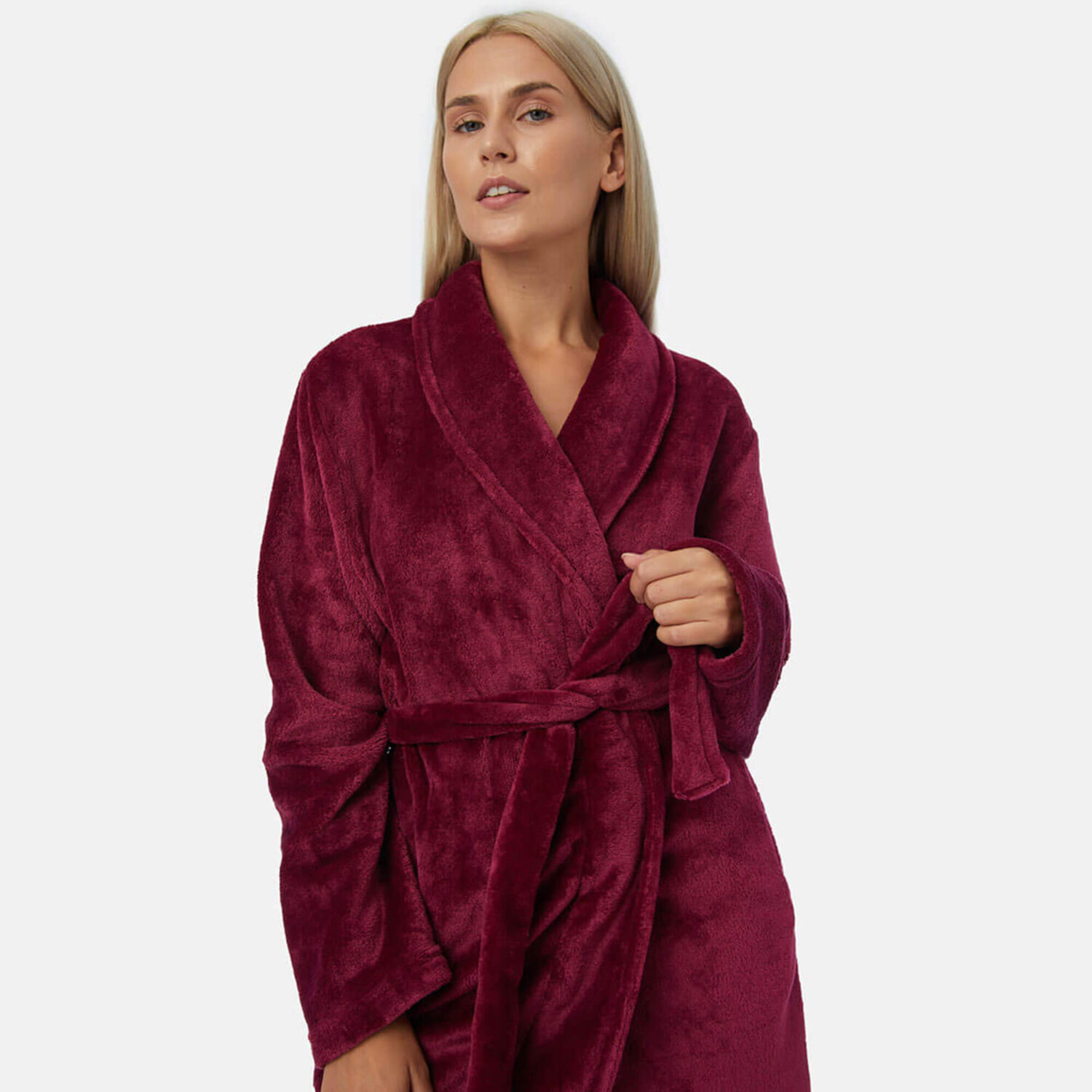 Къс дамски поларен халат за вкъщи | Minerva | Цвят: бордо