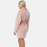 Къс домашен дамски халат от полар | Minerva | Цвят: розов