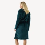 Дамски поларен халат за вкъщи Minerva Fleece тъмно зелен с два странични джоба