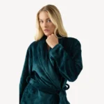 Тъмно зелен дамски поларен халат Minerva Fleece със странични джобове