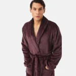 Мъжки тъмно лилав поларен халат за вкъщи Fleece с два джоба от Minerva
