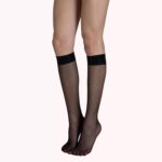 Дамски тънки найлонови чорапи до коляното 15 den | Lisca | Комплект 2 броя | Цвят: черни матови