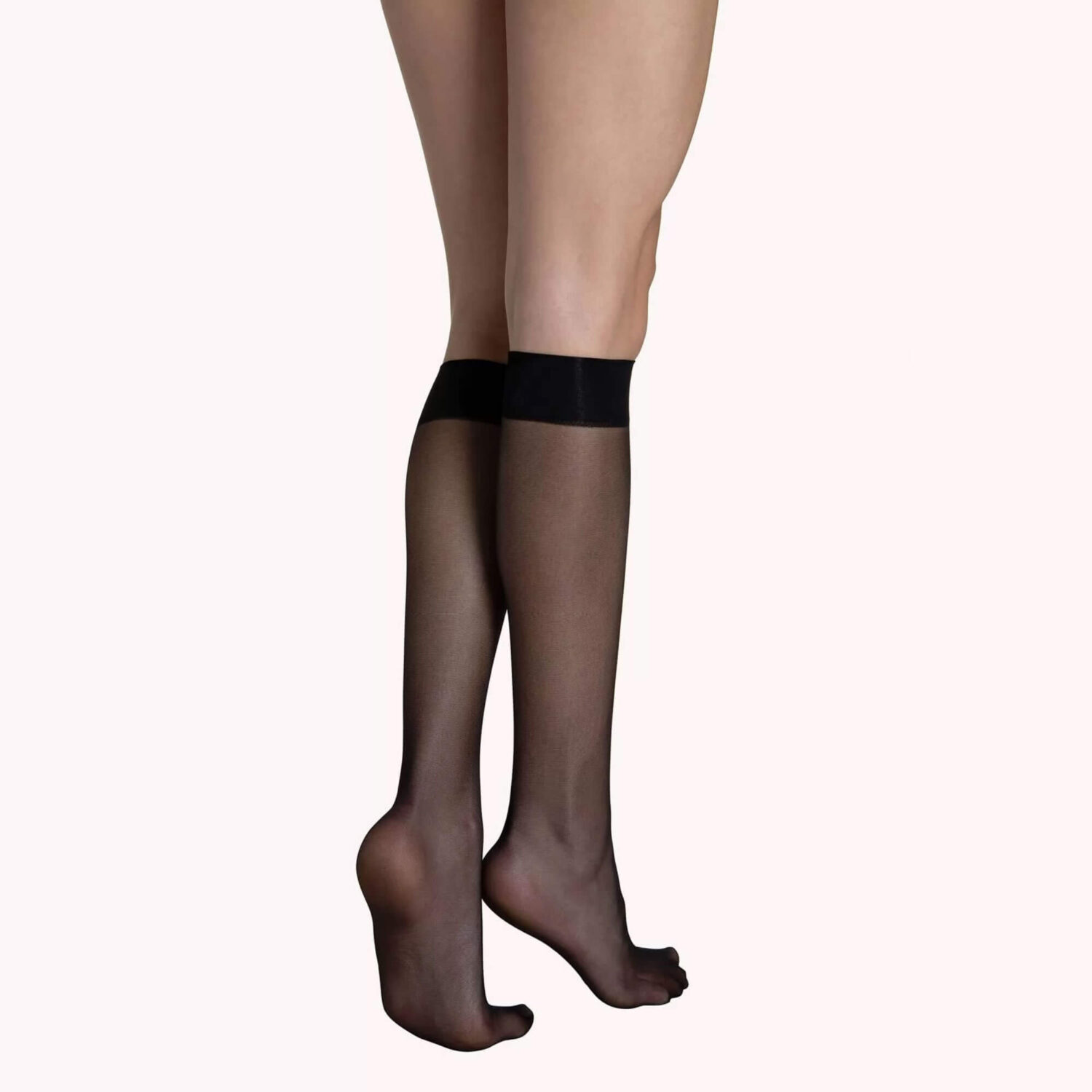 Комплект дамски тънки найлонови чорапи до коляното 15 den | Lisca | Цвят: черни матови