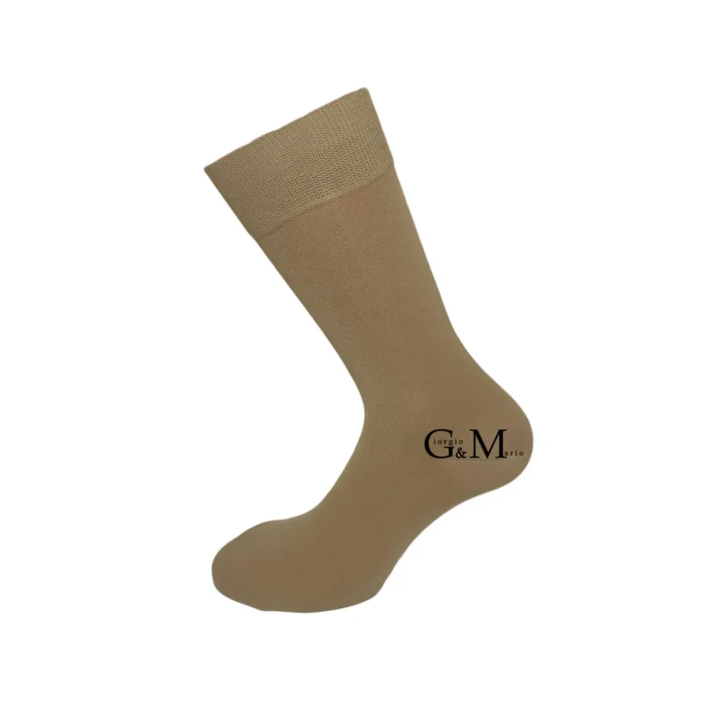 Бежови мъжки чорапи за костюм от 100% мерсеризиран памук | G&M Socks