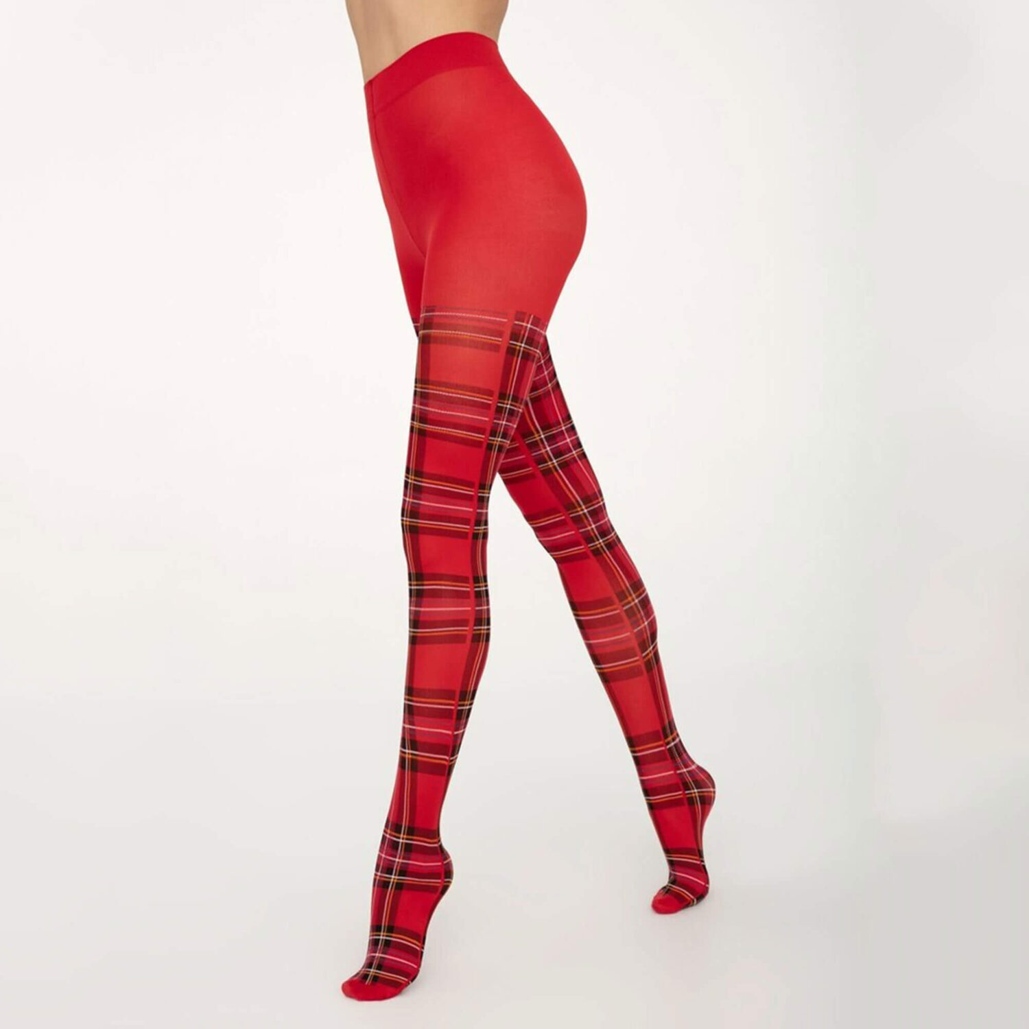 Цветен плътен фигурален чорапогащник Mi Piaci 40 DEN | Gatta | Цвят: червено каре