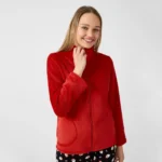 Червено дамско поларено горнище с цип Fleece и два странични джоба | Minerva